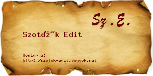 Szoták Edit névjegykártya